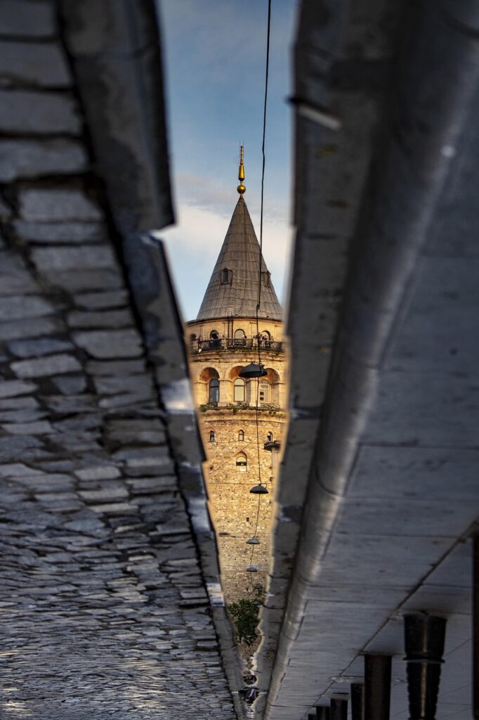 galata tower, evening, architecture