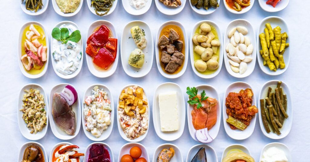 Cooked Food on White Plates
