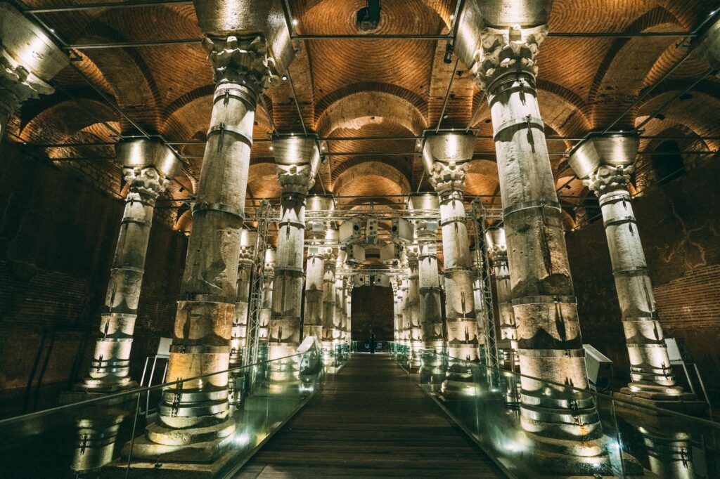 Illuminated Church Interior